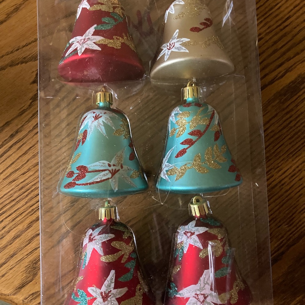 Martha Stewart Holiday Bell Ornaments - Red, Gold, and Teal